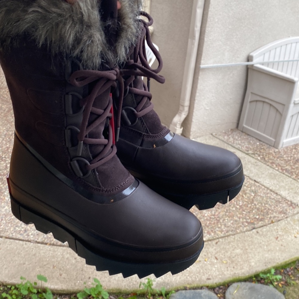 NWT SOREL Joan Of Arctic Next Faux Fur Waterproof Snow Boot In Blackened Brown - Picture 3 of 10